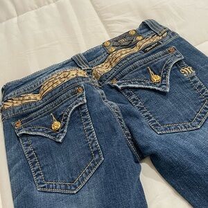 Designer Blue Jeans with Gold Details